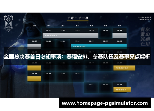 全国总决赛首日必知事项：赛程安排、参赛队伍及赛事亮点解析
